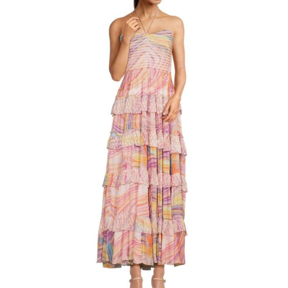 ROCOCO‎ SAND Eira Pattern Tiered Maxi Dress NWT Small - Picture 1 of 9